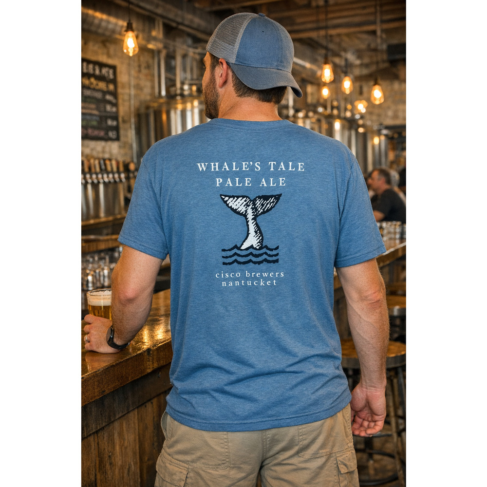 Cisco Brewers XL Nantucket Whale’s Tale Pale Ale T-Shirt Men’s Blue Brewery Tee